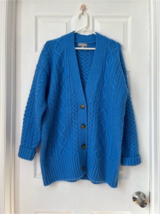 J. Crew Sweaters - J.Crew wool alpaca blend Bright Blue Cable Knit oversized cardigan size S